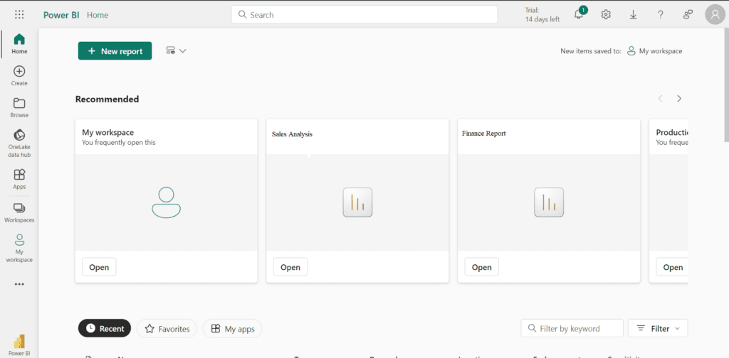 Navigate to Power BI workspace